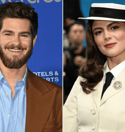 Andrew Garfield and Monica Barbaro reunite outside The Mark Hotel after the 2025 Met Gala.