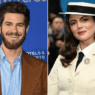Andrew Garfield and Monica Barbaro reunite outside The Mark Hotel after the 2025 Met Gala.