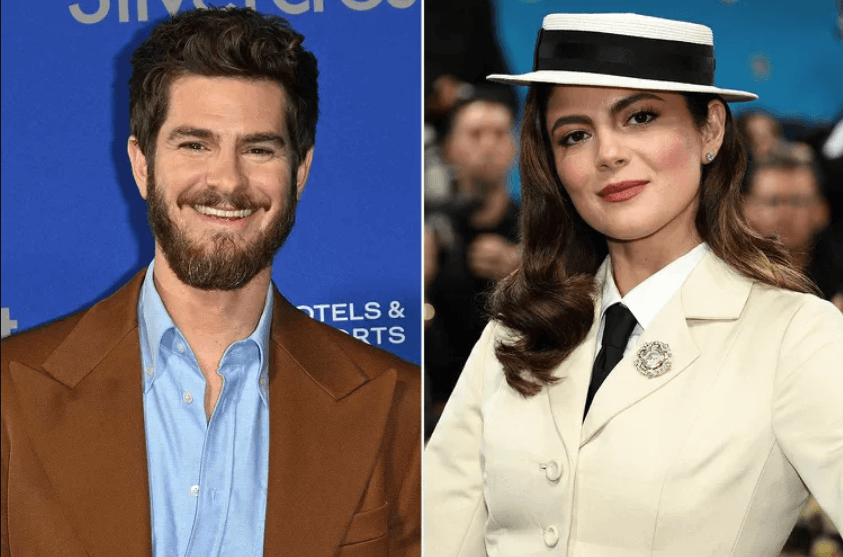 Andrew Garfield and Monica Barbaro reunite outside The Mark Hotel after the 2025 Met Gala.