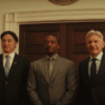 Anthony Mackie as Captain America in a battle-ready pose from Brave New World.