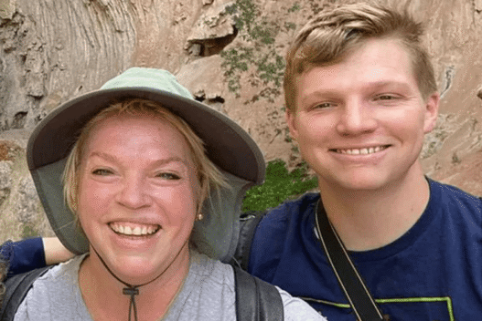 Janelle Brown tearfully discusses her late son Garrison in a scene from Sister Wives.