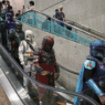 Stormtroopers and fans dressed in Star Wars costumes celebrating May the 4th, also known as Star Wars Day.