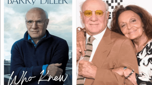 Barry Diller and Diane von Fürstenberg smiling together at a formal event, showcasing their long-standing romance.