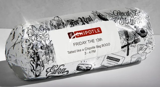 Chipotle Offers BOGO Deal for Tattooed Fans on Friday, June 13